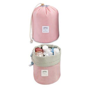 2-Pack:Waterproof Barrel Multifunctional Travel Toiletry Makeup Organizer Bag